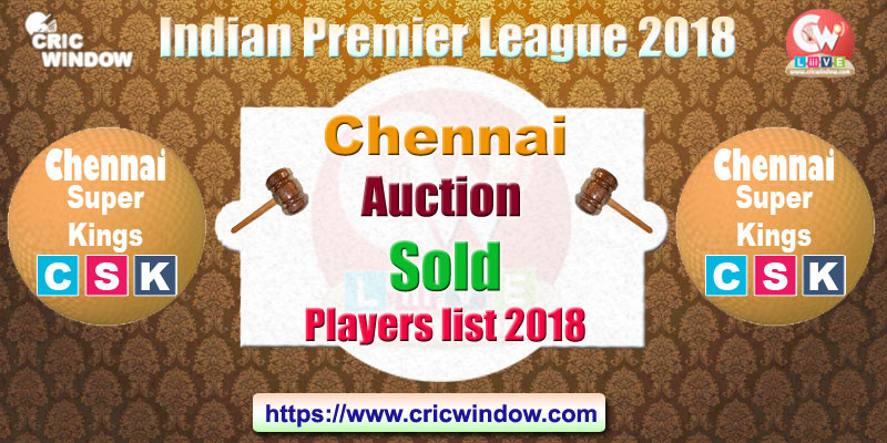 IPL Chennai Auctioned Players List 2018