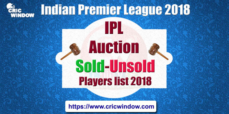 IPL 2018 Auction Sold-Unsold Players List