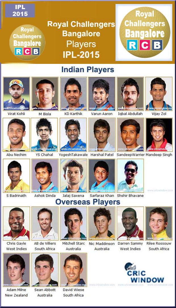 IPL 8 RCB Squad