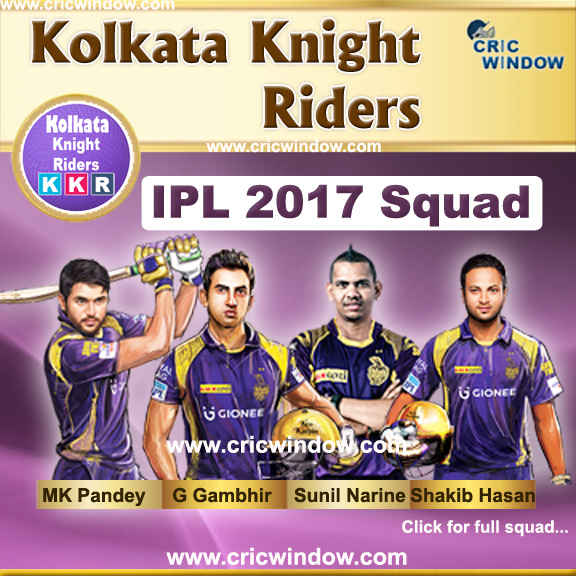 ipl2017 Knight Riders squad