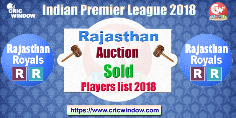 IPL Rajasthan Auction sold and unsold players list 2018