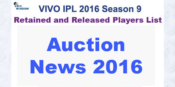 Retained and Released Players List IPL 2016