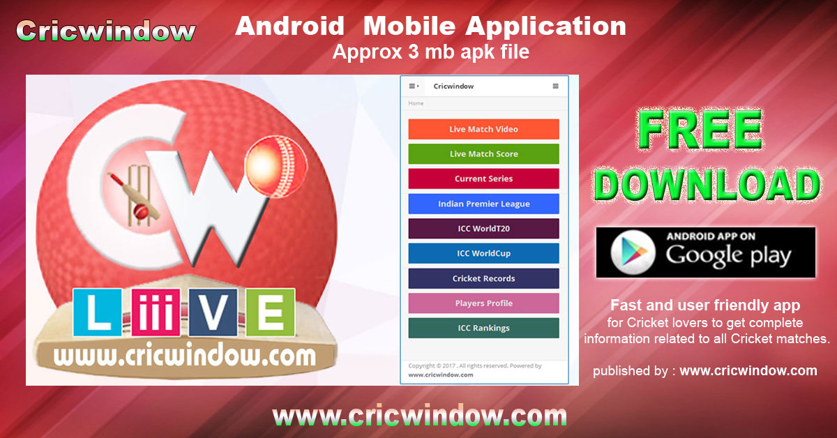 Cricwindow mobile app