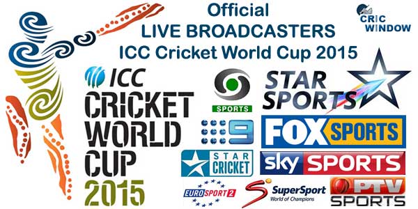 Official Live Broadcasters list of ICC Cricket World Cup 2015