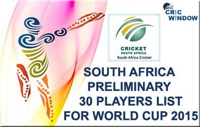 South Africa 30 probable players for worldcup 2015