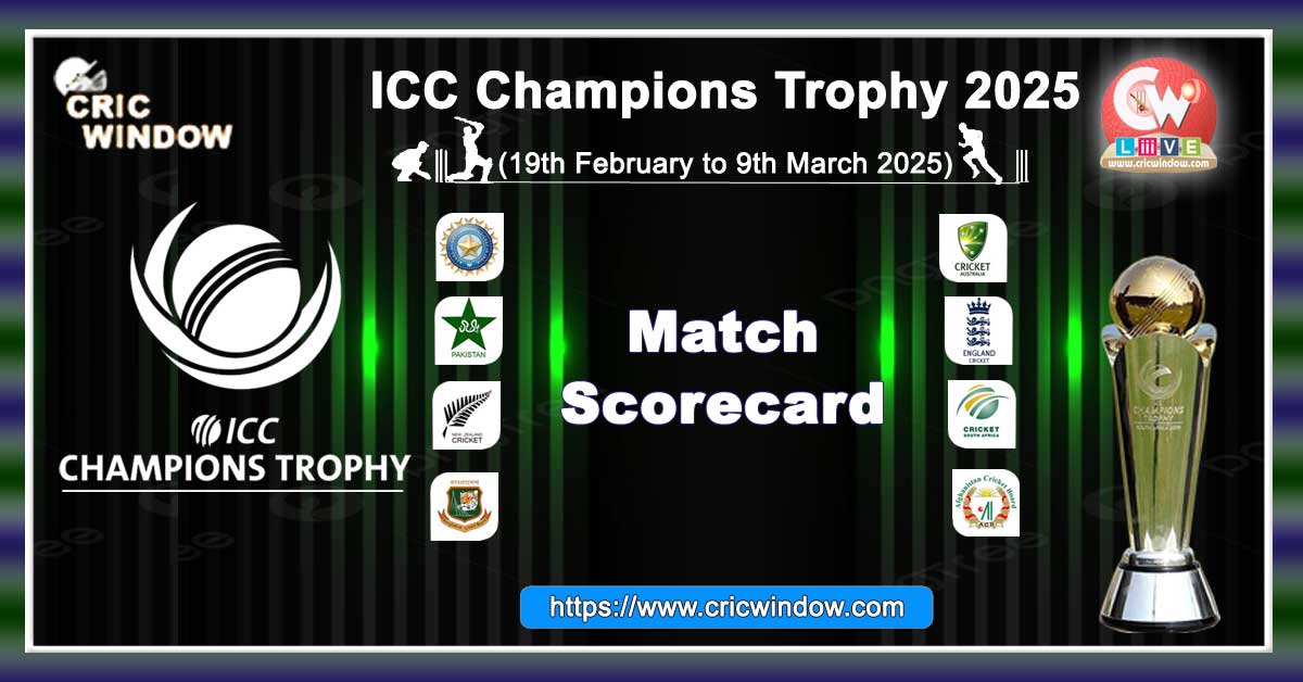 ICC Champions Trophy Scorecard 2025