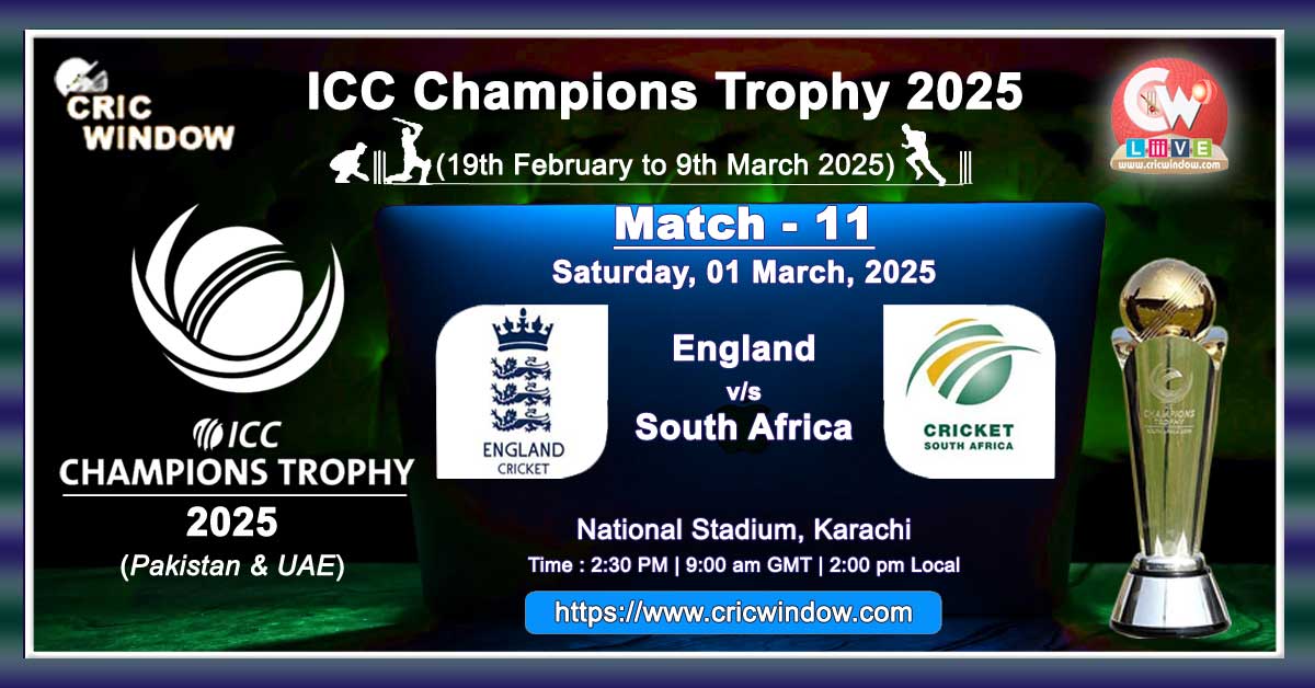 Eng vs SA Champions Trophy Match live 2025