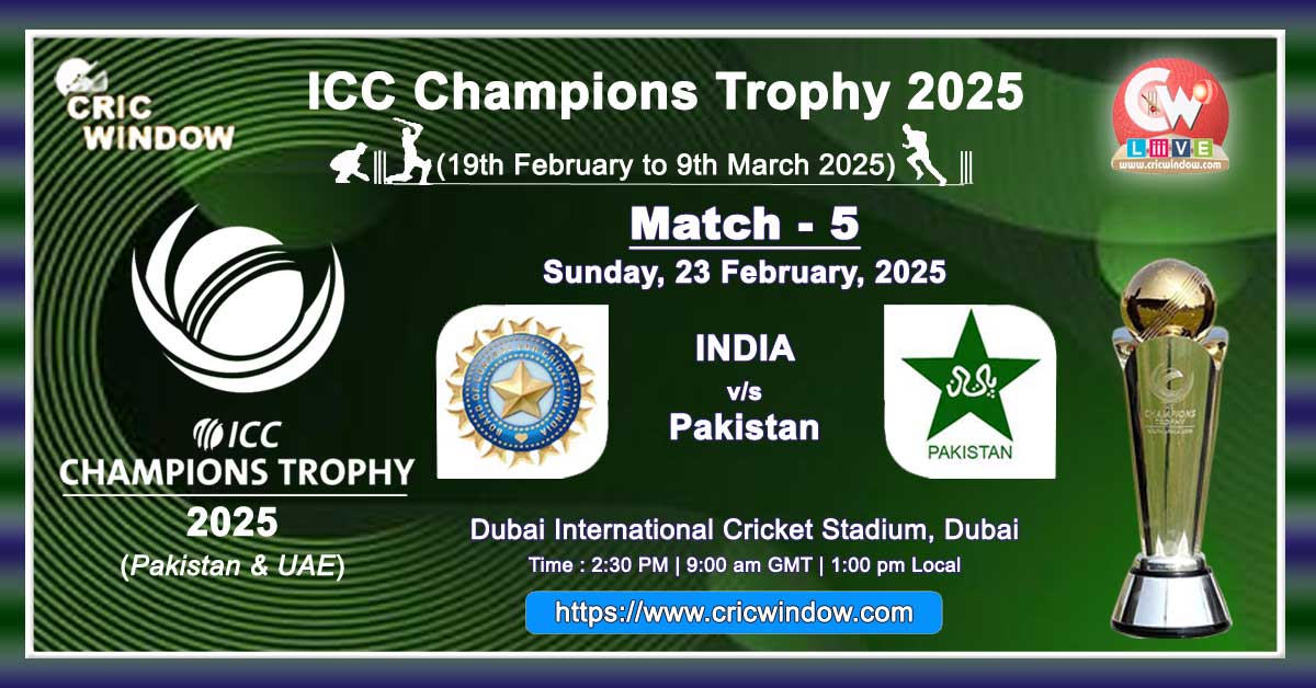 Ind vs Pak Champions Trophy Match live 2025