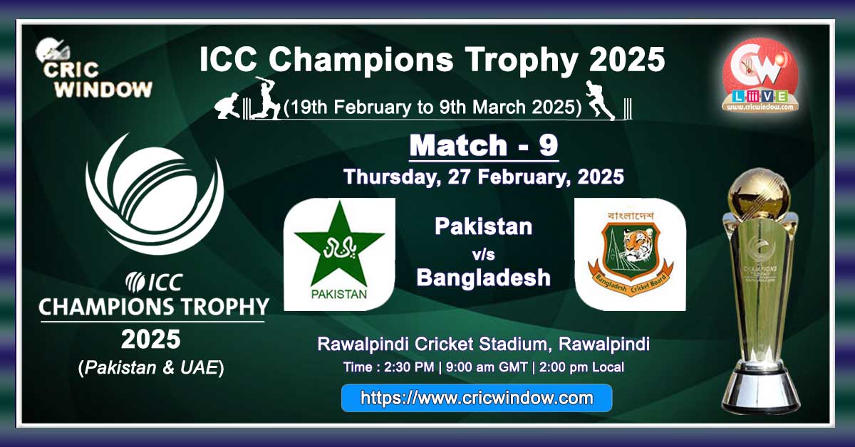 Pak vs Ban Champions Trophy Match live 2025