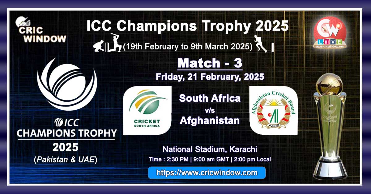 SA vs Afgh Champions Trophy Match live 2025