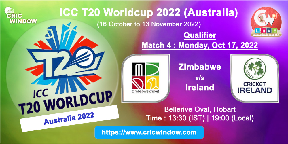 Zimbabwe vs Ireland ICC t20 worldcup live 2022