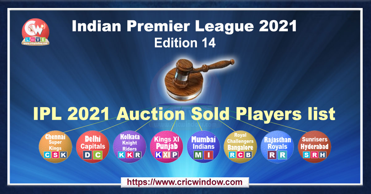 IPL Sold Players List 2021