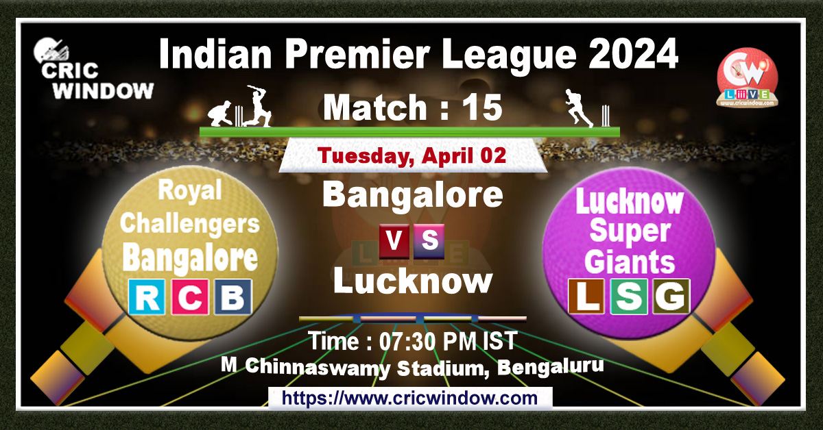 Live Cricket Score 15th Apr 2024, IPL, ODI, T20, Test Matches Score Card  Today