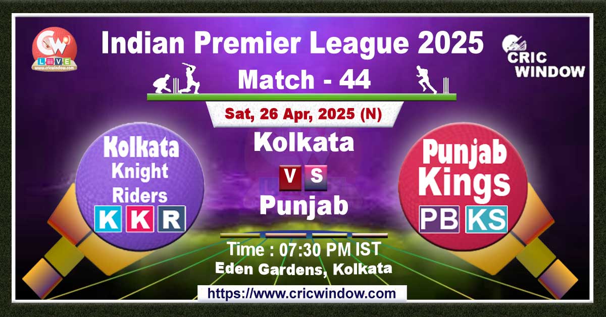 IPL KKR vs PBKS match live 2025