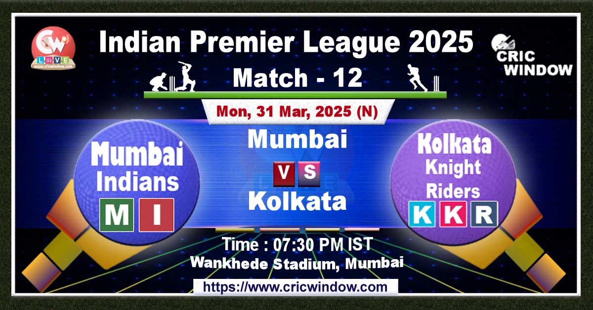 IPL MI vs KKR match live 2025