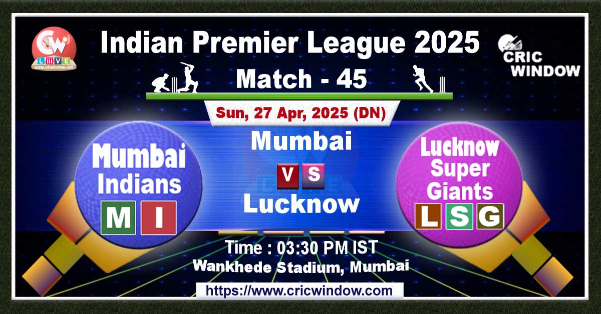 IPL MI vs LSG match live 2025