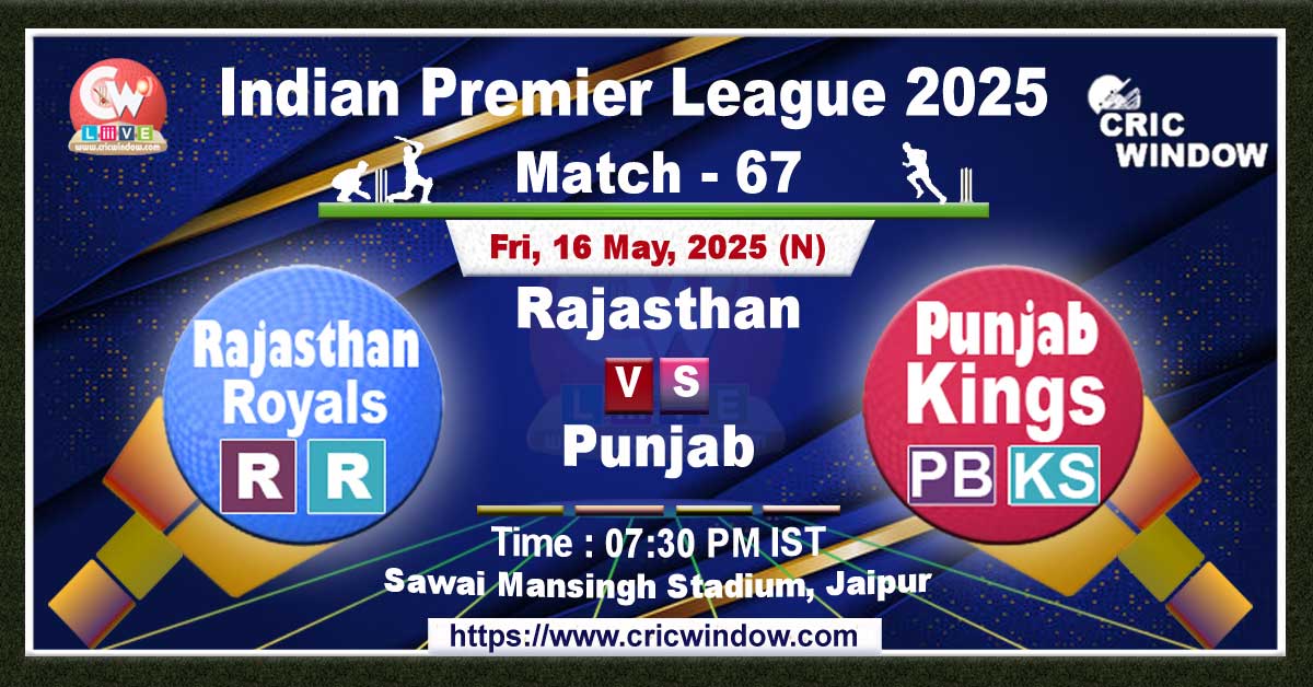 IPL RR vs PBKS match live 2025