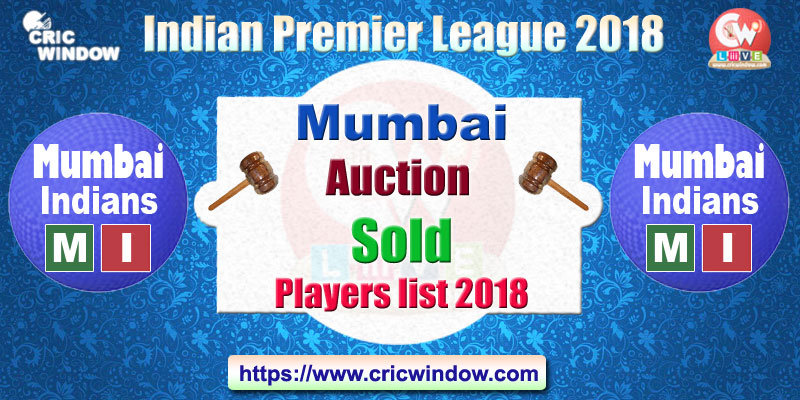 IPL Mumbai Auctioned Players List 2018