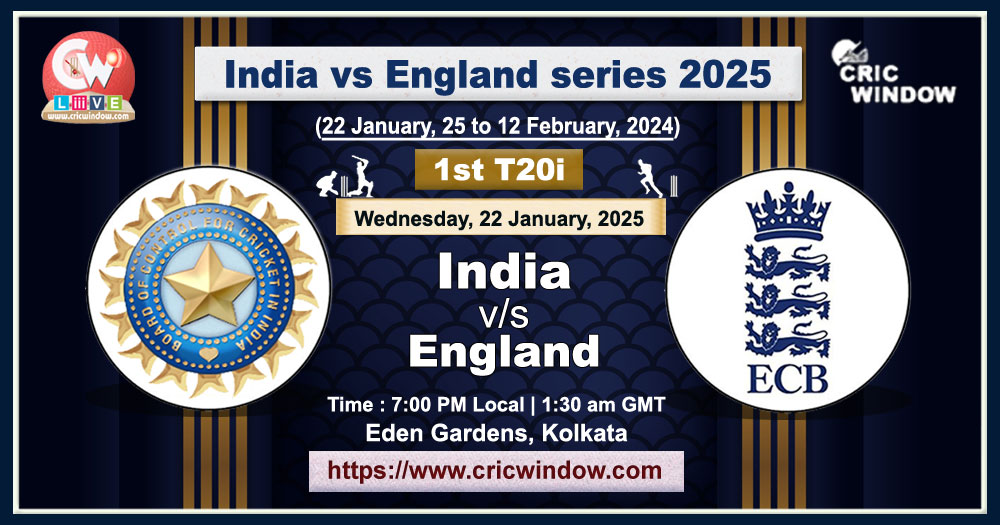 1st T20i : India vs England live 2025