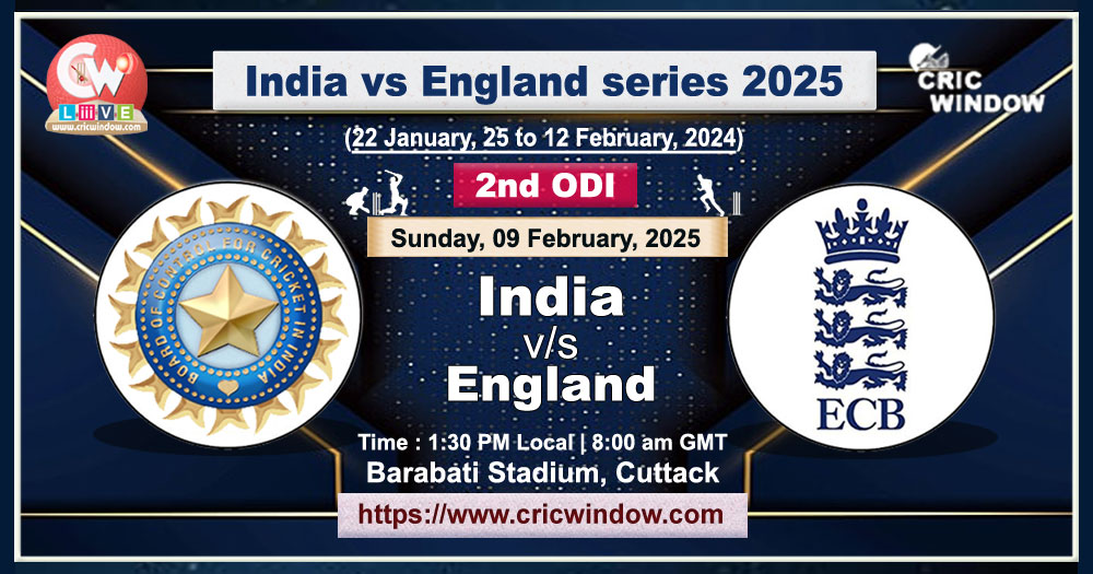 2nd ODI India vs England live 2025