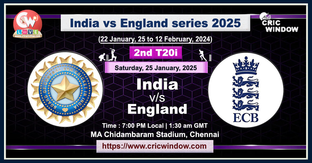 2nd T20i : India vs England live 2024