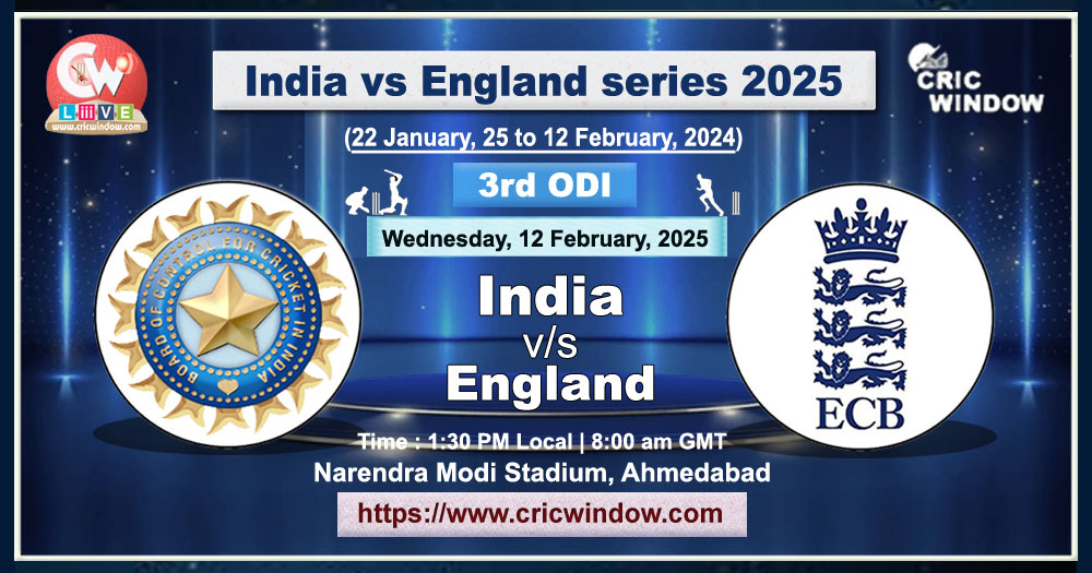 3rd ODI : India vs England live 2024