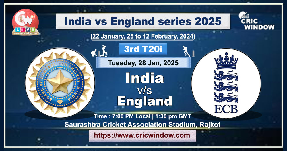 3rd t20i India vs England live 2025