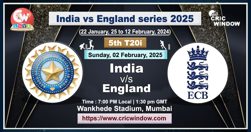 5th t20i India vs England live 2025