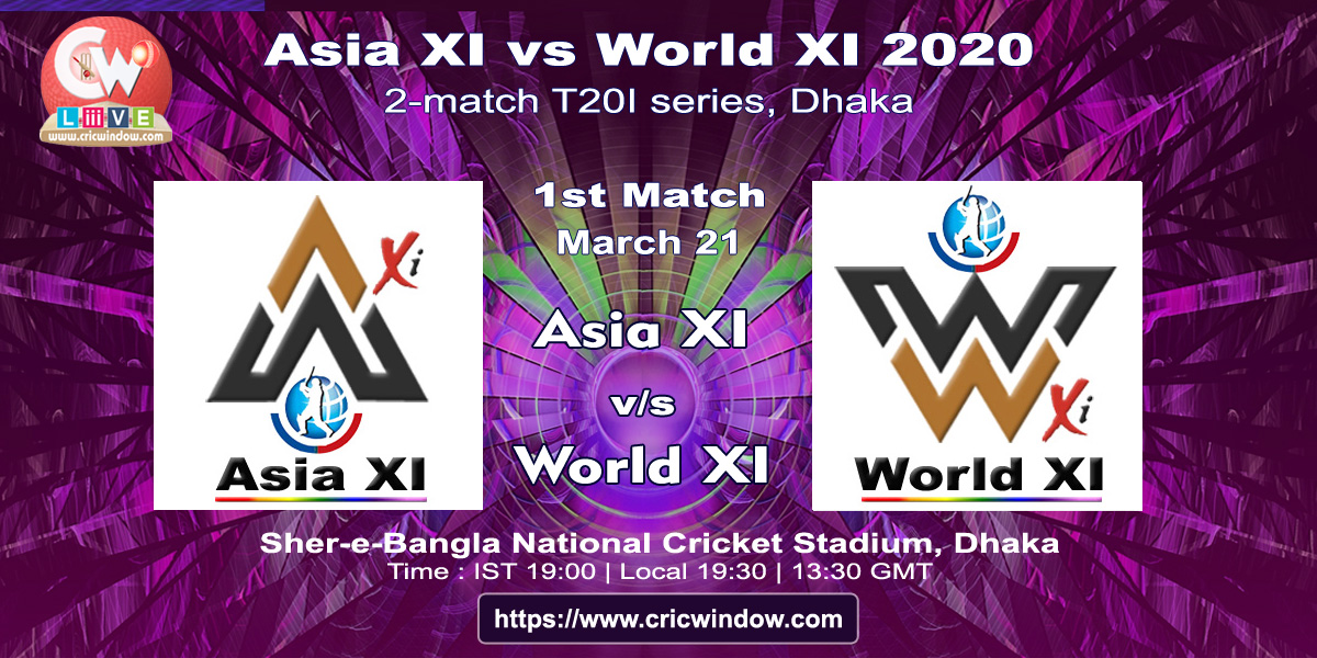 1st t20i Asia XI vs World XI live score