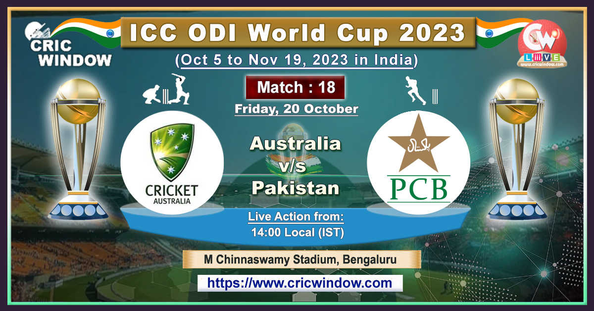 Aus vs Pak ICC World Cup Live Score and report 2023