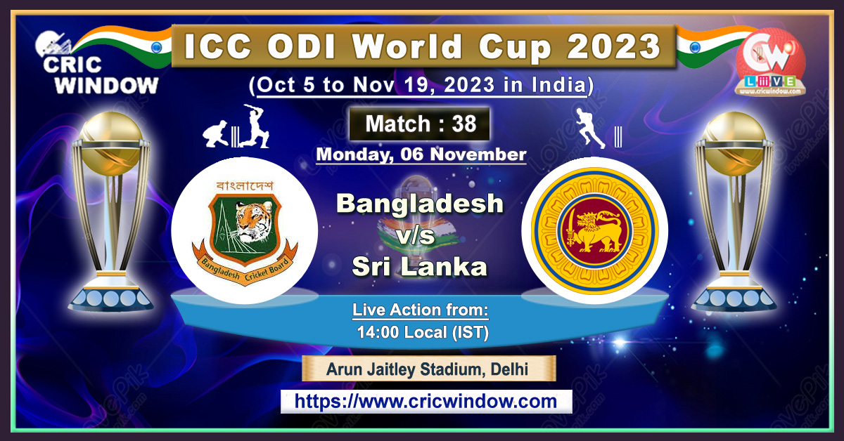 Ban vs SL ICC World Cup Live Score and report 2023