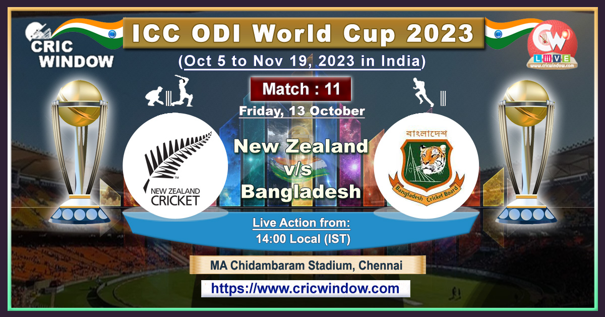 NZ vs Ban ICC World Cup Live Score and report 2023