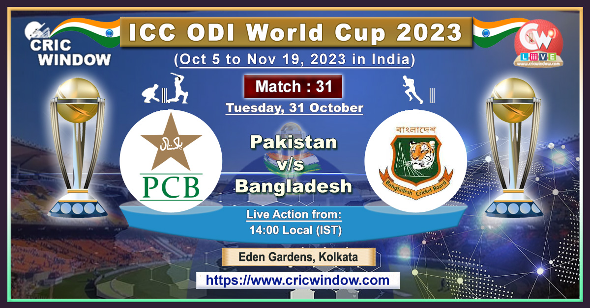 Pak vs Ban ICC World Cup Live Score and report 2023